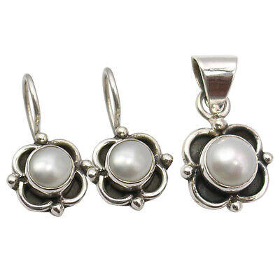 925 Silver Natural WATER PEARL 2.6 TCW Ethnic Earrings And Pendant eBay