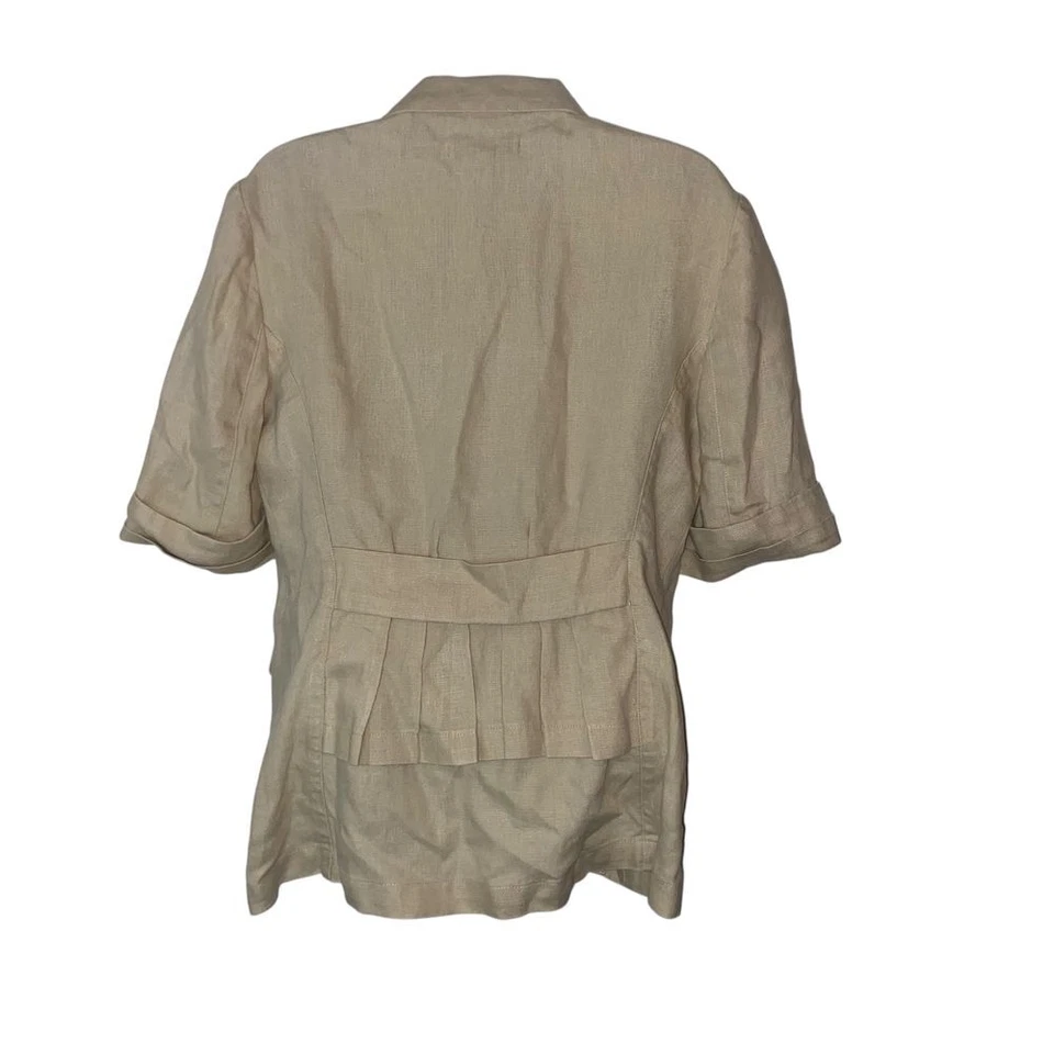 CAbi 100% Linen Safari So Good Long Line Loose Suiting Office Blazer Size Medium - Image 2 of 4