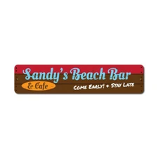 Beach Bar Cafe Sign Decorative Custom Plaque Aluminum Wall Decor