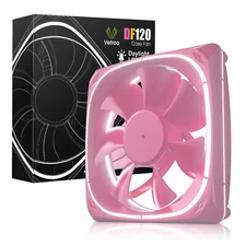 Vetroo DF120 120mm PC Case Fan White LED Lighting PC Cooling Fan Pink Frame