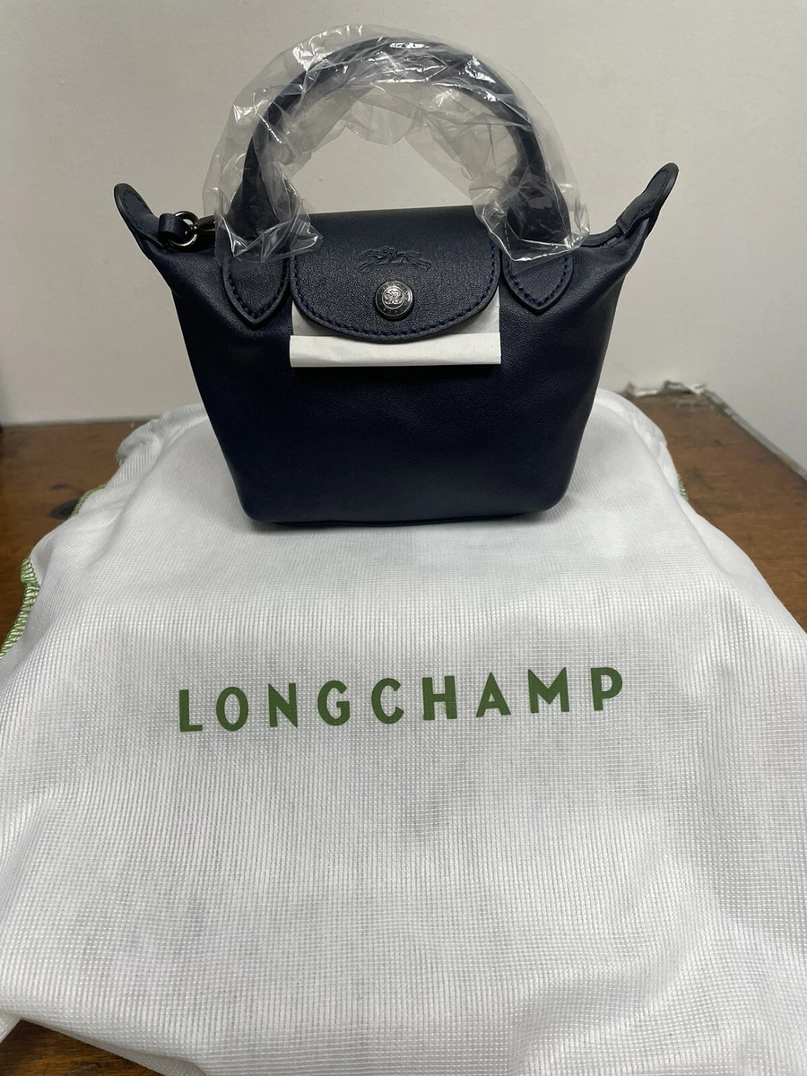 Lonchamp cuir pliage crossbody navy 