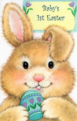 Cute BABY'S 1ST EASTER Card, Little Rabbit Friend Sweet by Gallant Greetings + 