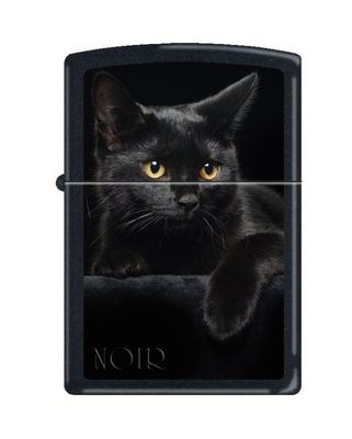 Zippo Windproof Black Matte Lighter With Black Cat, 5134, New In Box