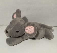 Aurora Gray Large Pink Ears Mouse Plush Stuffed Animal 8" SOFT Laying Down