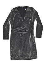 Tommy Hilfiger Women Dress Plus Size 12 Wrap Dress Nylon Shinny Long Sleeve
