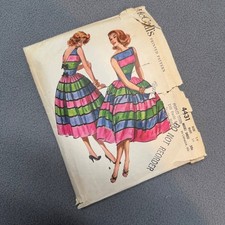 McCalls Sewing Pattern 4431 Vintage 1950s Full Skirt Party Dress Size 14 Bust 34