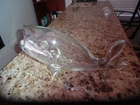 Vintage MCM Blenko Art Glass Hand Blown Clear Fish Vase 18in
