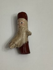 VTG Primitive Wooden Santa Folk Art Hand Painted Tree Branch OOAK