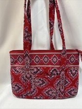 Vera Bradley Purse Frankly Scarlet Pattern Paisley Shoulder Bag Multi Pocket Med