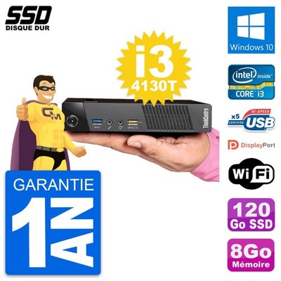 Ultra Mini PC Lenovo M93p Tiny Intel i3-4130T 8GB RAM 120GB SSD Windows 10 Wifi