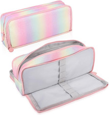 Large Pencil Case 3 Compartments Pencil Pouch Big Capacity Pencil Bag for Kids T