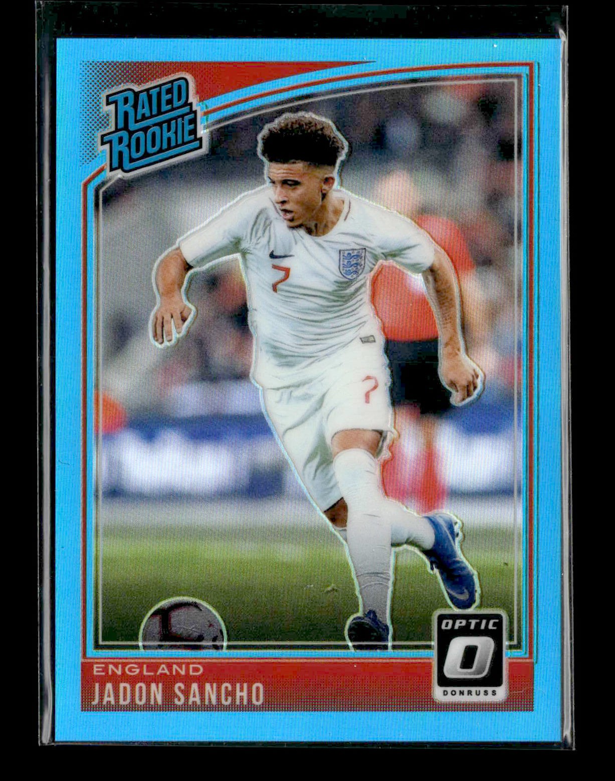 Jadon Sancho 2018-19 Panini Donruss Soccer Aqua 139/149 Rated Rookie Optic