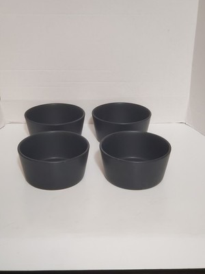 Pure Living Large Bowls Soup Salad Stonewear Interior Design Black Matte 4pc Set
