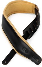 Levy's Amped Leather Series Guitar Strap - Black with Tan Suede