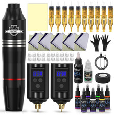 2PCS Batteries Wireless Tattoo Pen Machine Kit Complete for Beginners