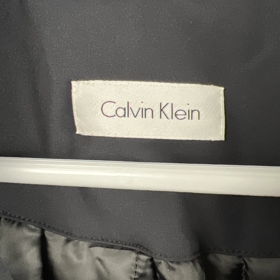 Calvin Klein Coat Overcoat Mens size 48L Button Up Nylon Black Business Classic - Image 4 of 4