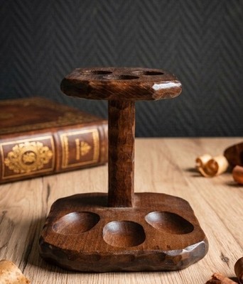 Vintage Pfeifenauflage aus Holz handgeschnitzt, Geschenk Raucher Pfeife Sammler