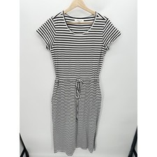 Workshop Black White Striped Organic Cotton Midi T-Shirt Dress Women Medium