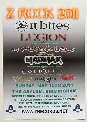 Z ROCK 2011 Full page magazine ad IT BITES LEGION ARABIA MAD MAX COLDSPELL
