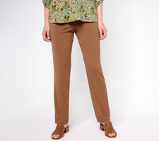 Susan Graver Petite Liquid Knit Straight Leg Pants Toffee M New