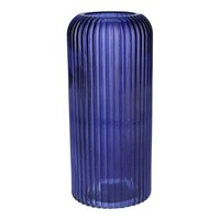 INNA-GLAS Dekovase Alburgis Mit Rillen, Glas, Dunkelblau-Klar, 20Cm, Ø8,7Cm