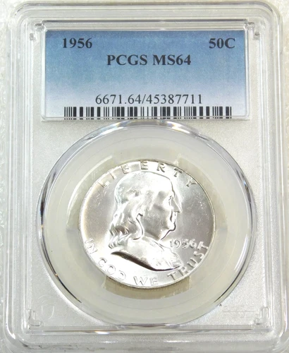 1956 Franklin Half Dollar PCGS MS64 98% FBL Frosty White PQ New Holder #V283C