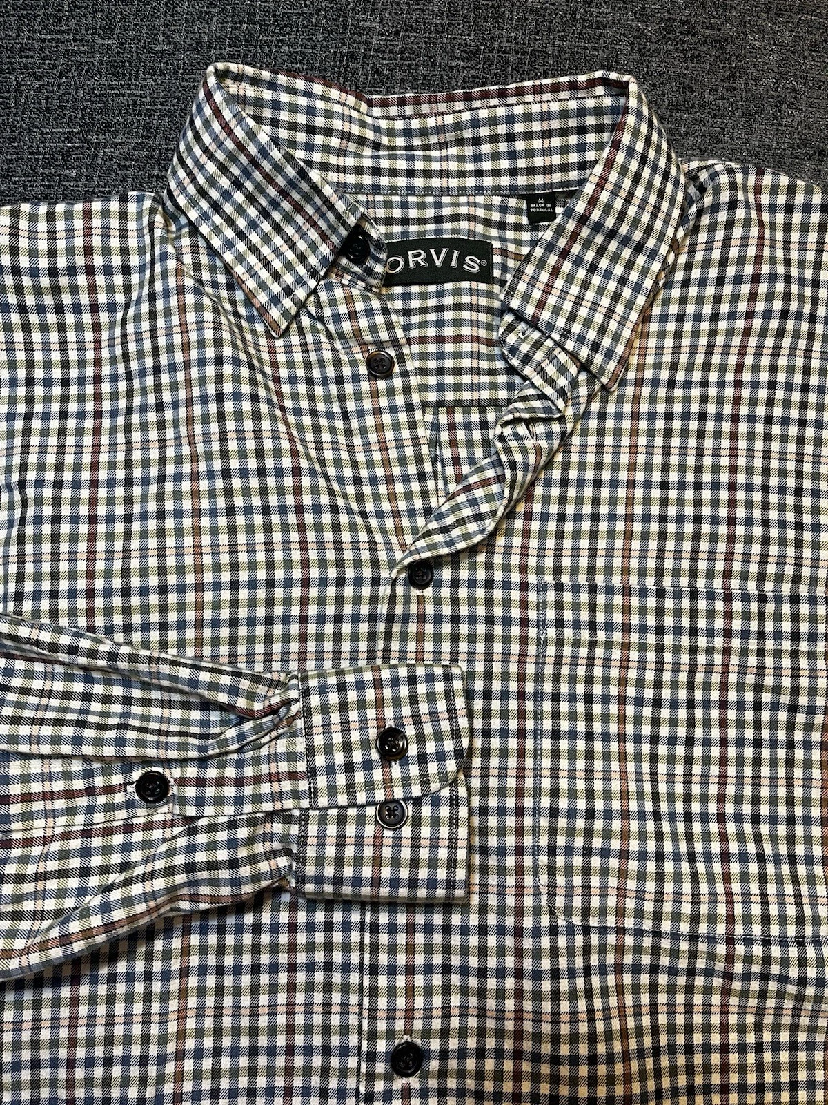 Orvis Signature Collection Plaid Button Up Shirt Cotton Wool blend Medium