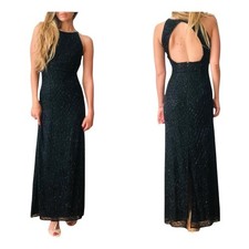 Sean Collection Vintage Beaded Elegant Black Evening Gown Women's Size Small