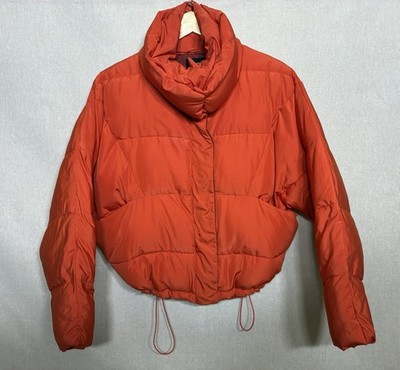 Urban Outfitters Women s Y2K Cropped Zip Up Puffer Jacket, Orange, Size Small