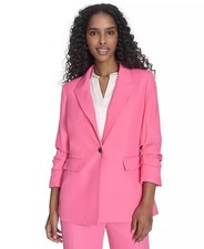 Calvin Klein Women  s Petite One Button Blazer 2P Pink NWOT Elegant Style
