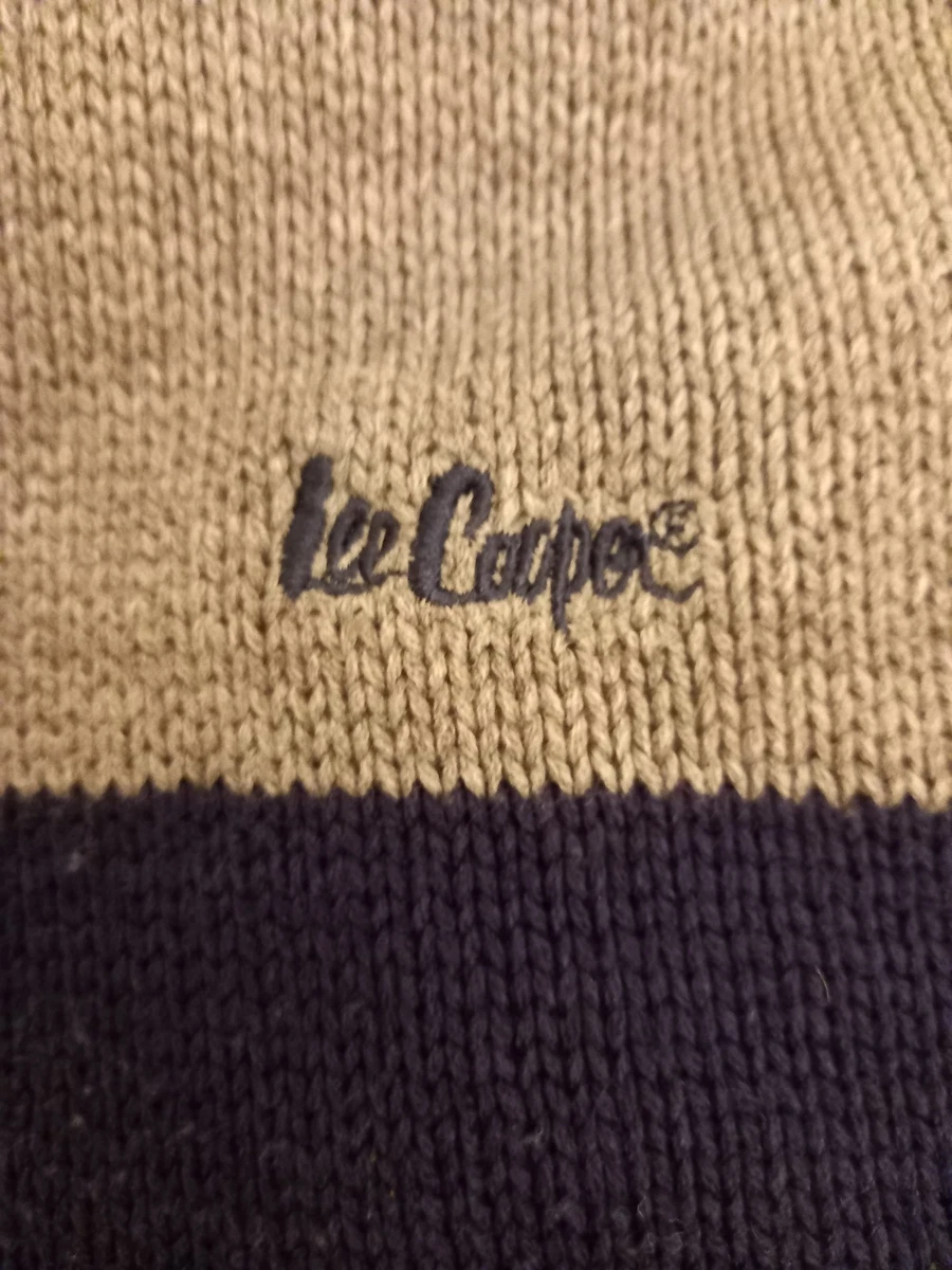 Sudadera con Capucha Lee Cooper Tejida Fleecy Forrada Unisex Talla Mediana Azul y Gris