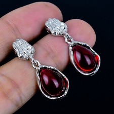 Mozambique Garnet 925 Silver Overlay  Gemstone Earrings Jewelry Gift 1.3