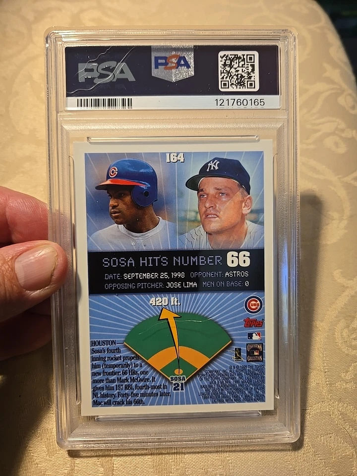 1999 Topps - HR Parade Sammy Sosa #461 Home Run #8 PSA 9 Como Nuevo Low Pop Cubs Raro Foto 4 de 4