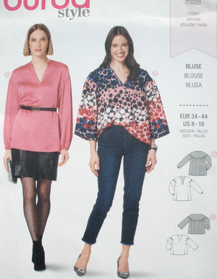 Burda 6284 Tunic Blouse Top, Back Yoke Sz 8-18 UNCUT Pattern