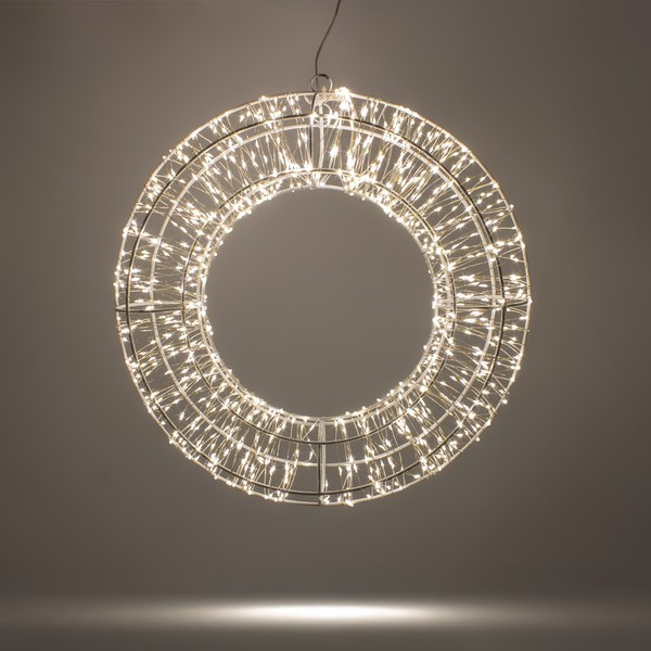 LED Metallkranz 36 Cm - 960 LED - AußEn Deko Beleuchtung TüR HäNge Kranz Timer-image