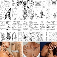 200 PCS Temporary Tattoos for Women, Waterproof Black Realistic Rose
