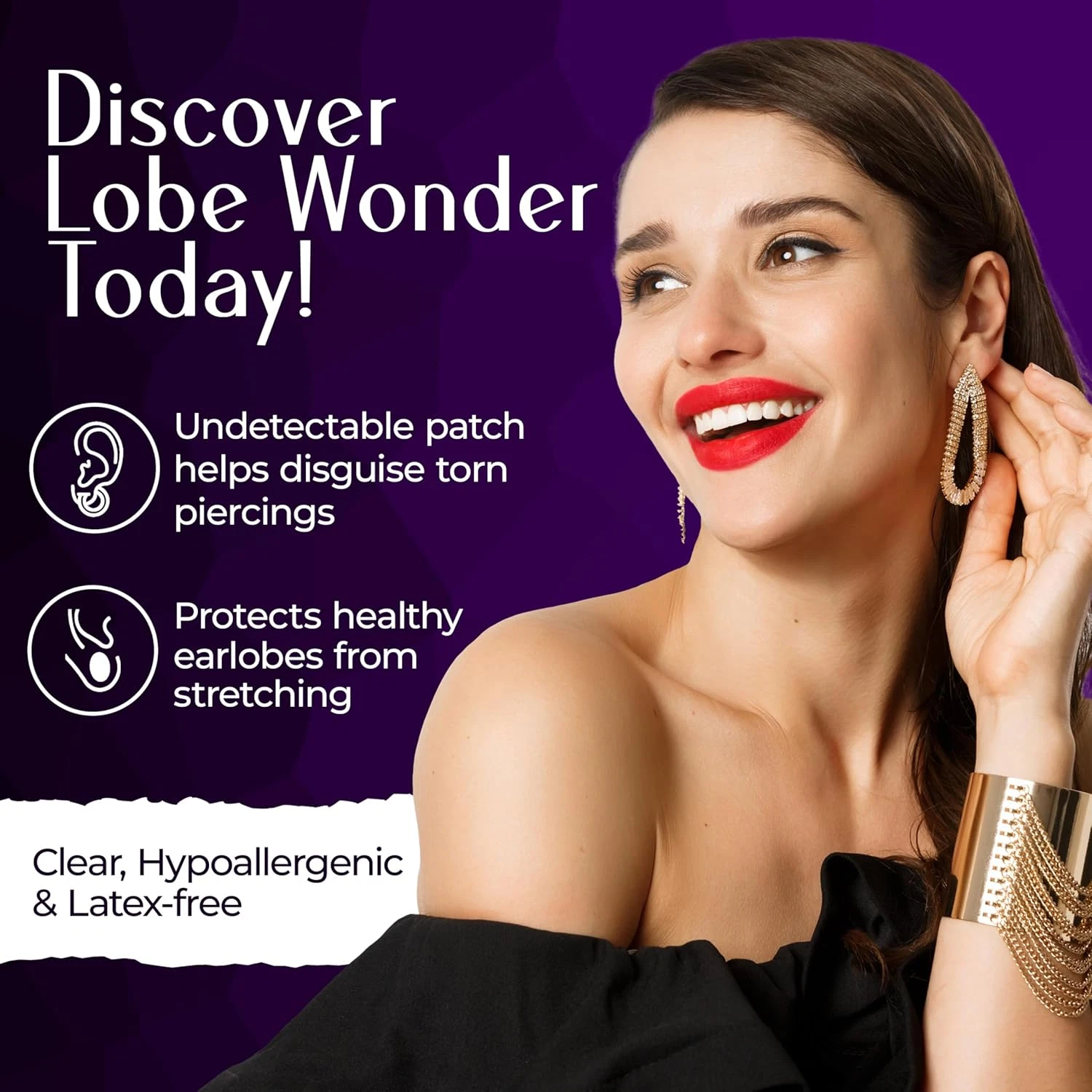 Lobe Wonder - the ORIGINAL Ear Lobe Support Patch for Pierced Ears - Eliminates  image 2