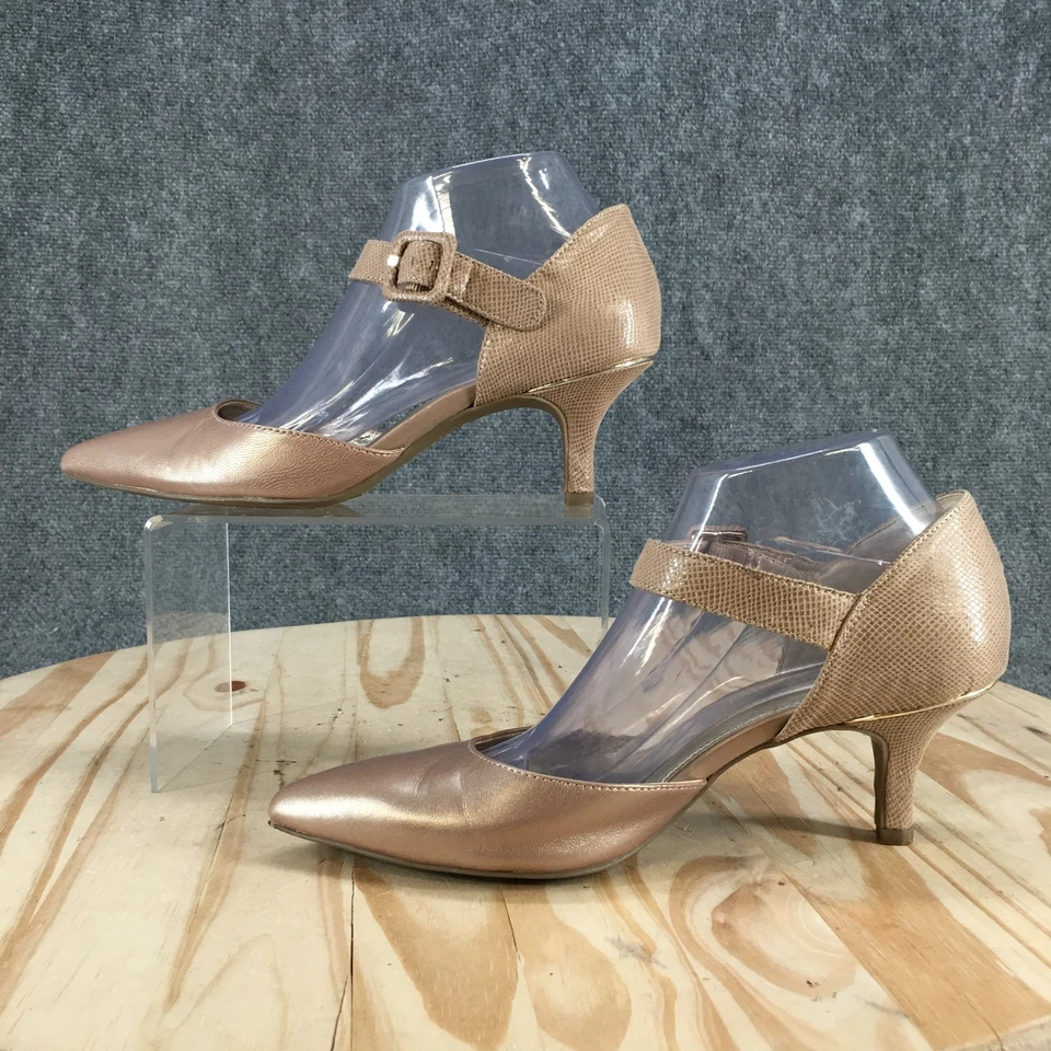 Zapatos Anne Klein Mujer 8M Finale Correa al Tobillo Tostado Punta Informal Gatito Tacones Foto 2 de 4