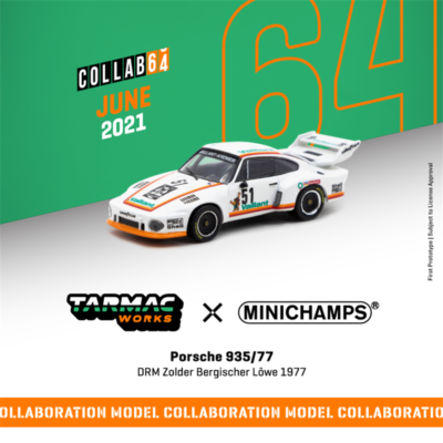 Minichamps x Tarmac Works 1:64 Porsche 935 Zolder DRM 1977 #51 Car Minichamps x Tarmac Works 1:64 Porsche 935 Zolder DRM 1977 #51 Car