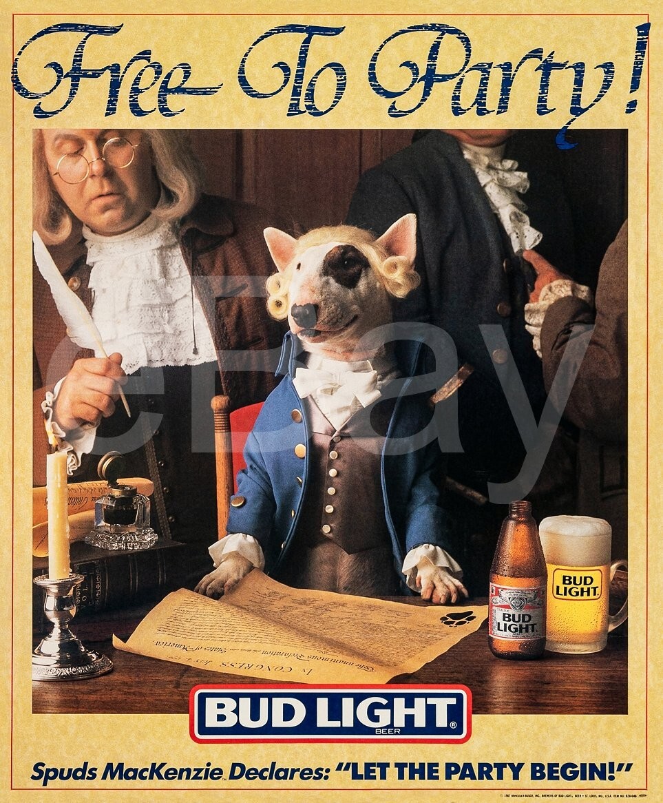 BUD LIGHT SPUDS McKenzie 18 x 27 