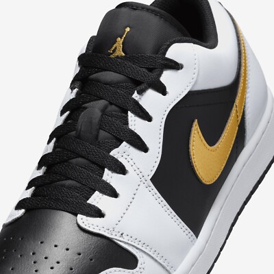 AIR JORDAN 1 LOW MEN'S WHITE / METALLIC GOLD-BLACK 553558 172 | eBay