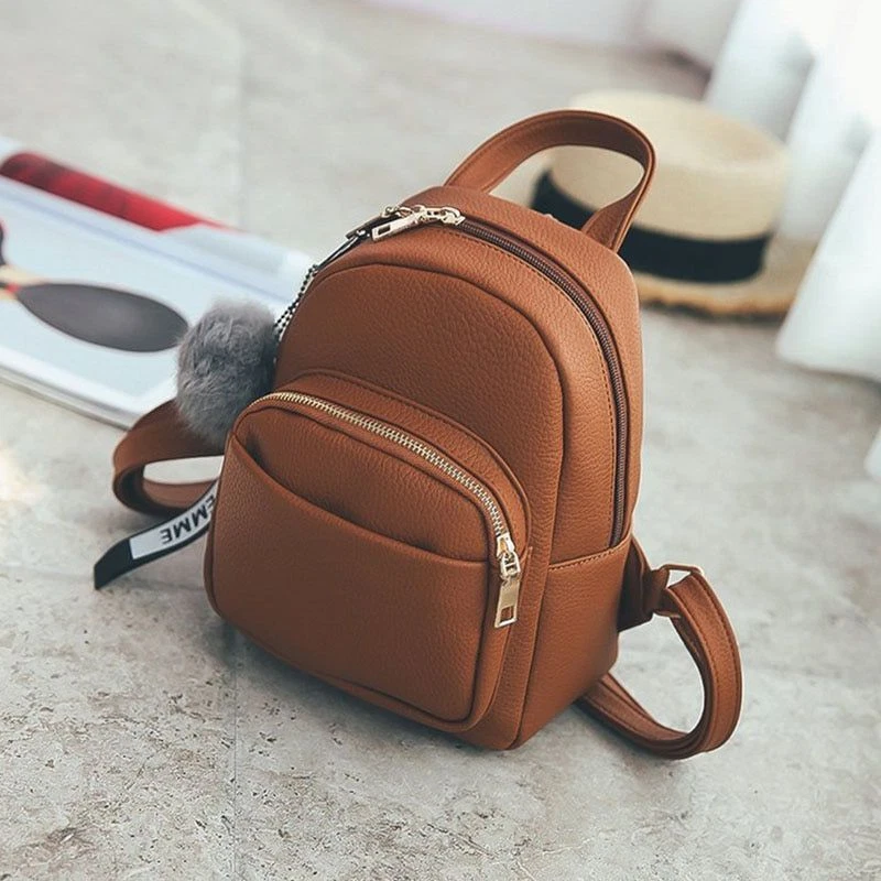 Backpack School Bag Leather Softback Waterproof Small Bags Purse Polyester Gray