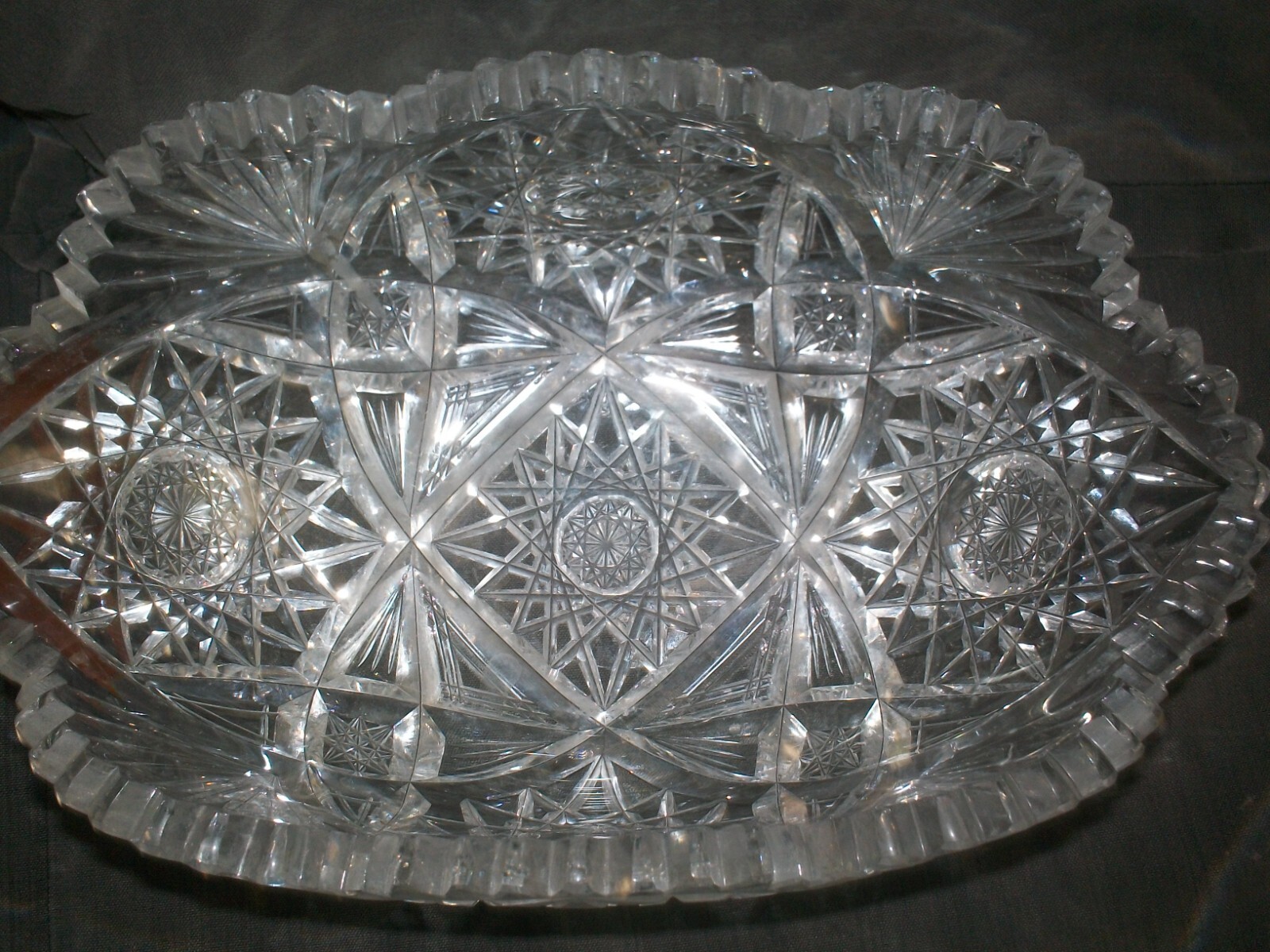 Vintage American Brilliant Cut Heavy Large Crystal Bowl eBay