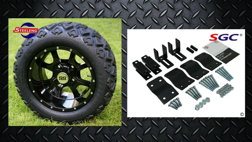YAMAHA G2/G9 ELECTRIC/GAS GOLF CART 4" LIFT KIT + 12" WHEELS and 20" AT TIRES 