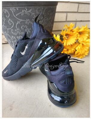 Bling Nikes Air Max 270 Black Sneakers Shoes made with Swarovski Crystals  Womens