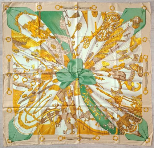 Bufanda de seda rara de colección hermes ""Soleil de Soie"" Carre 90 diseñada por Caty Latham - Imagen 1 de 12