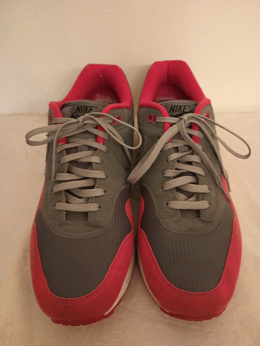 NIKE AIR MAX 1 NIKE ID RUNNING SHOES WHITE RED GREY RARE (SIZE 12