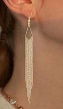 6 Gold-tone Metal Earring Set Dangle Rhinestone Drop Hook New Free Ship 6813