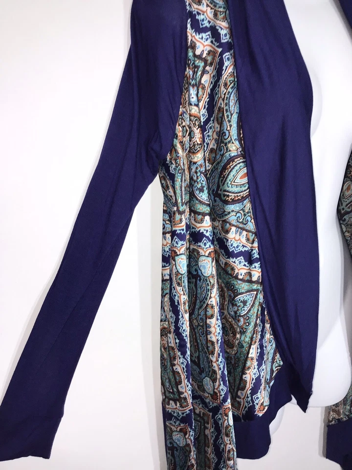 Vertigo Womens XS Cover Up Topper Cardigan Paisley Blue Woven Knit $240 NEW - Image 3 of 4