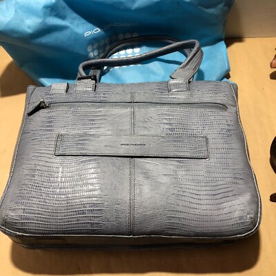 TRACOLLA VALIGIA BORSA PIQUADRO IN PELLE GRIGIA MARTELLATA NUOVA